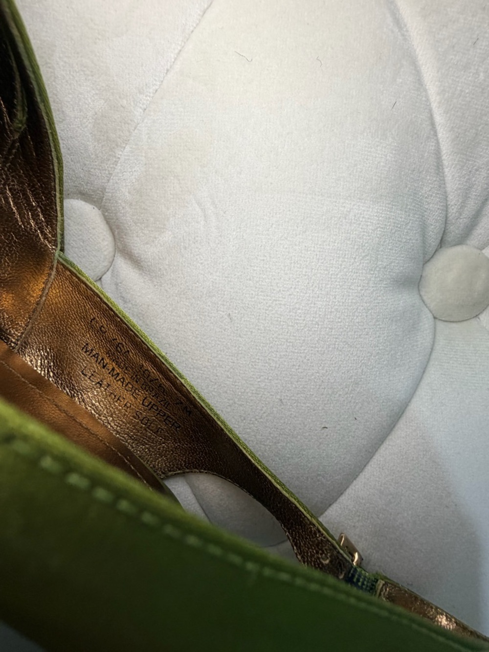Via Spiga Green Satin Peep-Toe Slingback Heels - Picture 4 of 6